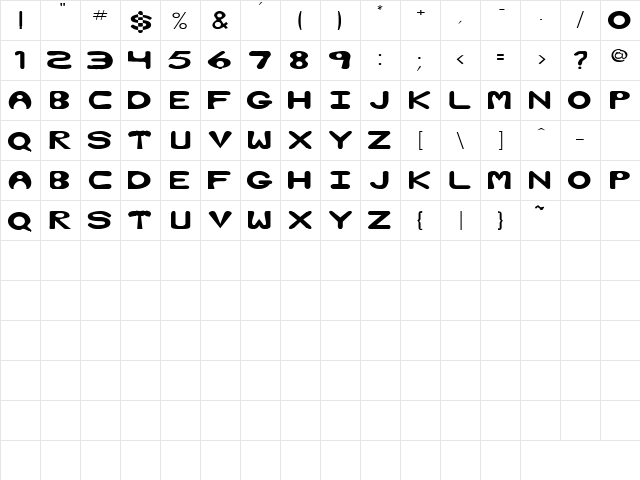 Dog's Reason 2 Regular  glyph index