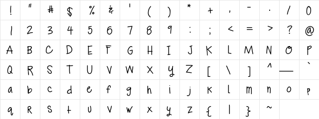 KBTrueBeliever Medium  glyph index