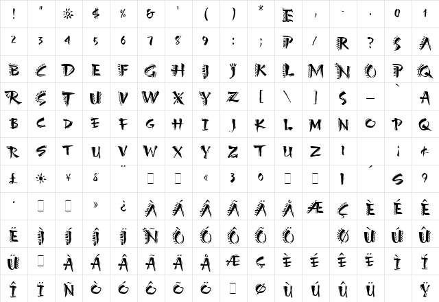 Carumba Hot Caps LET Plain  glyph index