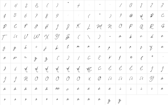 La Nantes Regular  glyph index