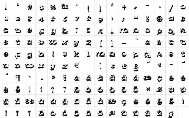AmericanUncDSh1 Regular  glyph index