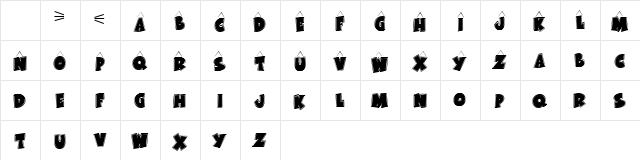 KR Bad Kitty Regular  glyph index