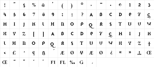 Nuke Plain  glyph index