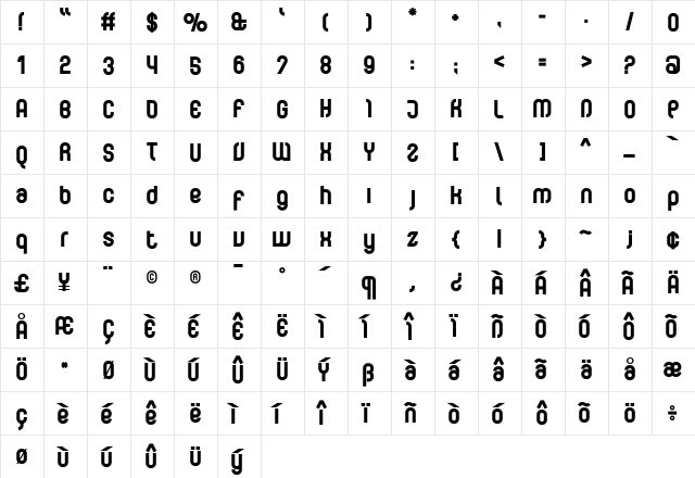 Curvature Black  glyph index