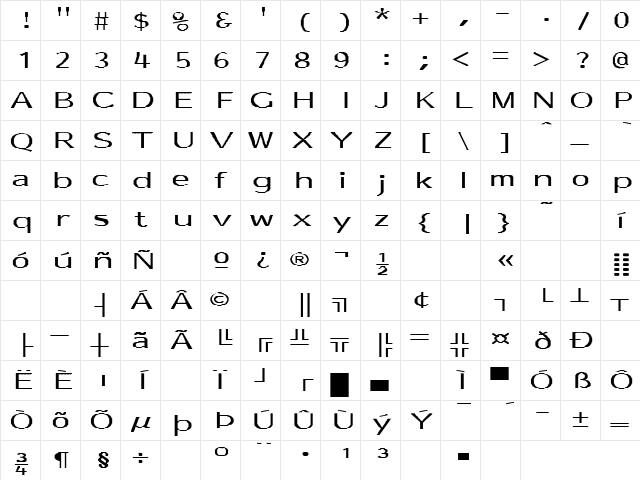 Rock And Roll 2 Regular  glyph index