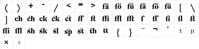 DTL Fleischmann Regular  glyph index