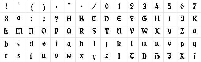 Eggman Regular  glyph index