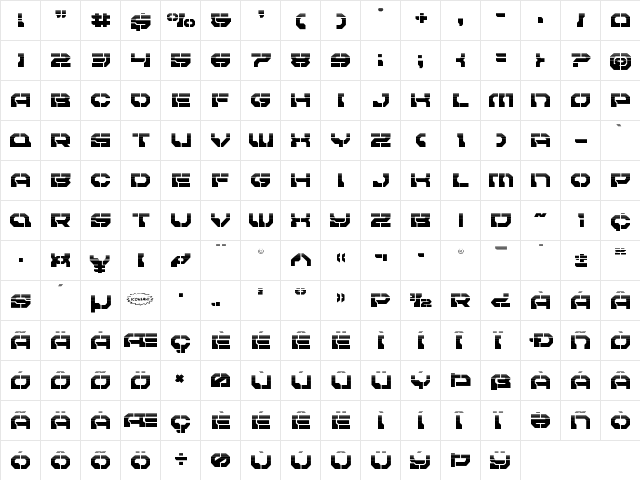 Pulsar Class Halftone Regular  glyph index