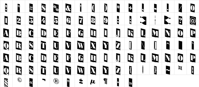 a_BodoniOrtoNrTtlCmDn Regular  glyph index