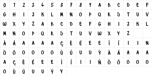 Marins Perdus Regular  glyph index