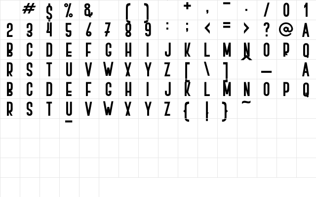 BOVEN 1 Regular  glyph index