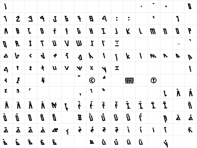 GronkLefty Bold  glyph index