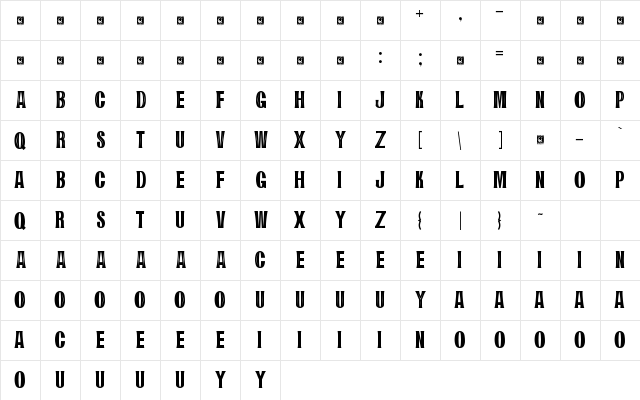 CRAVA Personal Use Regular  glyph index