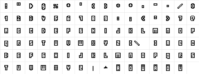 Borgnine Regular  glyph index