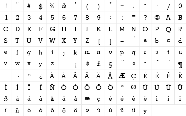 StymieTRegRo1 Regular  glyph index