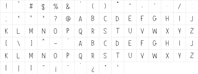 Bogwood - Free For Personal Use Regular  glyph index