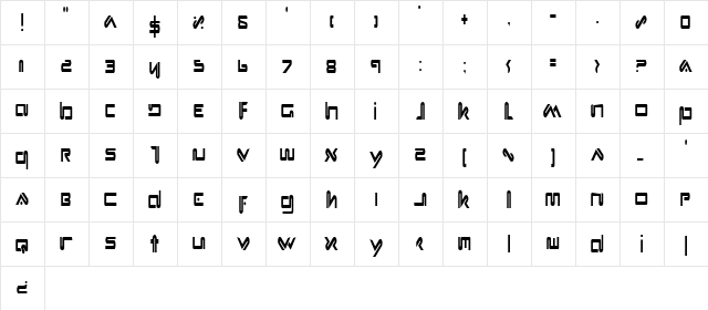 Xephyr Condensed Condensed  glyph index