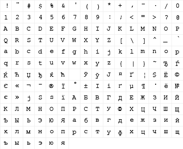 ER Kurier 1251 Normal  glyph index