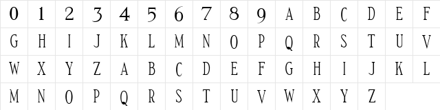 Behrens Classic Condensed Handset Roman Regular  glyph index
