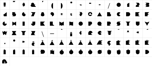 ChainsawGeometric Regular  glyph index