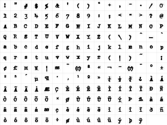 SchmutzICG Clogged  glyph index