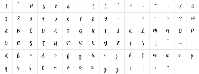 Little_Molly_Personal_Use Bold  glyph index