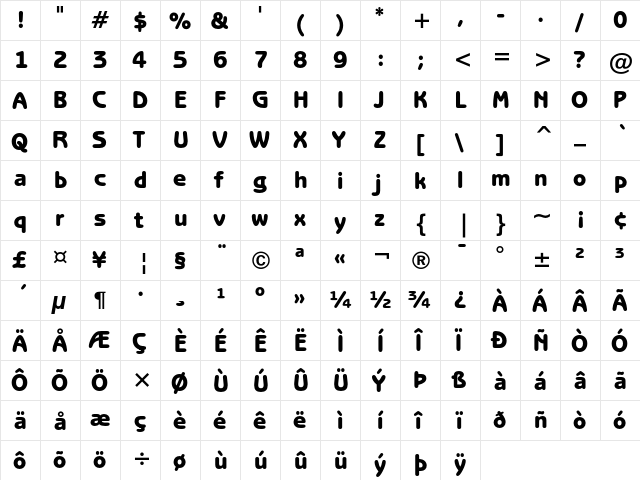 ITC Benguiat Gothic Heavy  glyph index