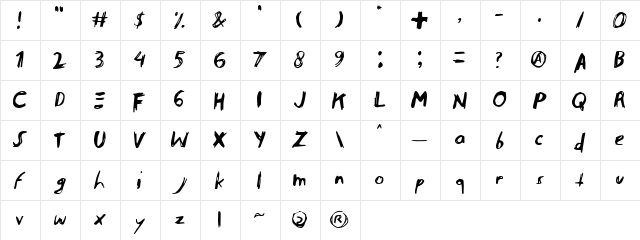 endoell Regular  glyph index
