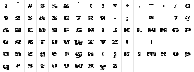 Americana Regular  glyph index