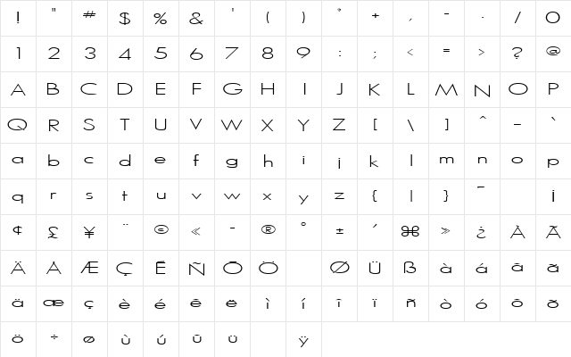 Alden Regular  glyph index