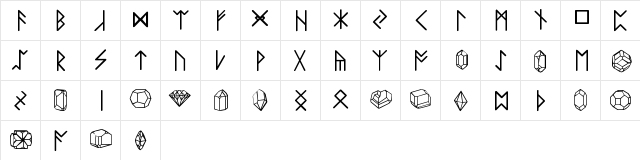 New Regular  glyph index