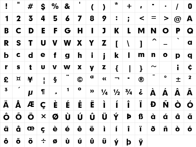 Ramble On 2 Regular  glyph index