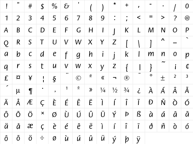 FloraICG Regular  glyph index