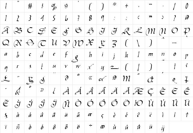 Liefendre Medium  glyph index