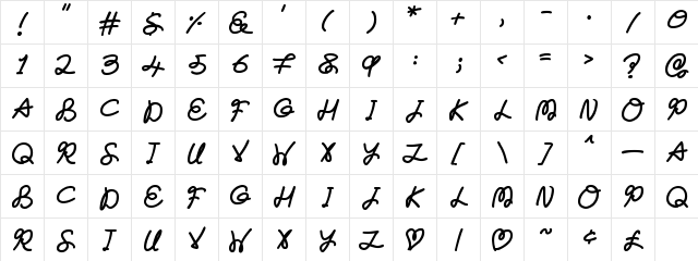 Forever Regular  glyph index