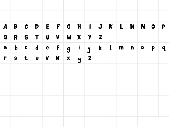 DINOTOONS Regular  glyph index