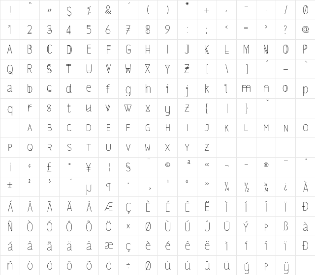 LS LightAlt  glyph index