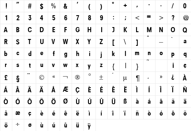 DigestDB Normal  glyph index