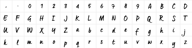 Quintus_TRIAL Bold  glyph index