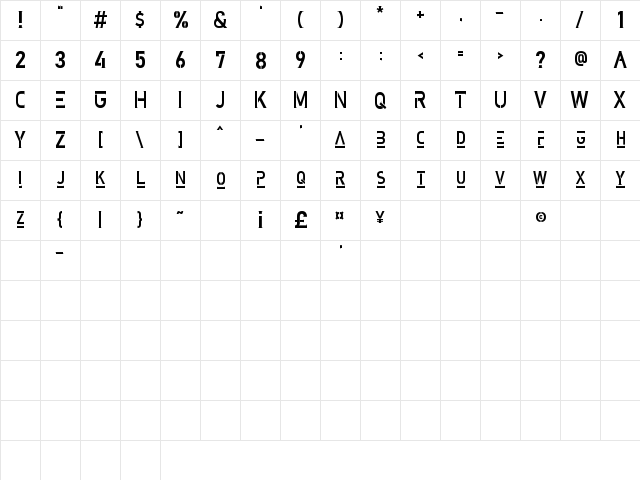 Gobern Regular  glyph index