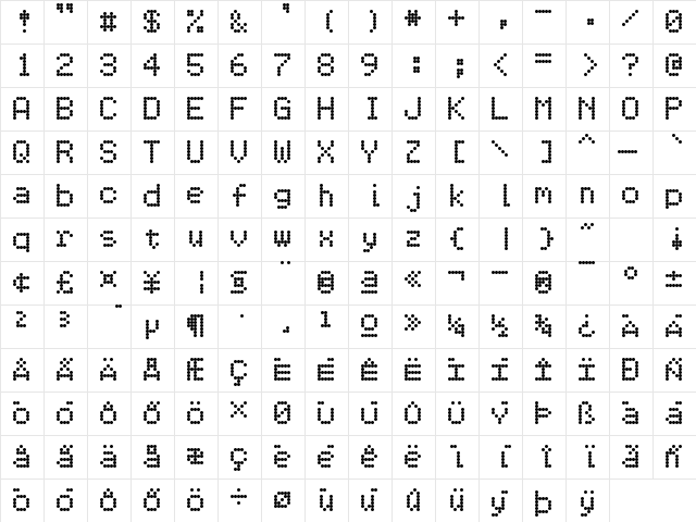 Eggcrate Regular  glyph index