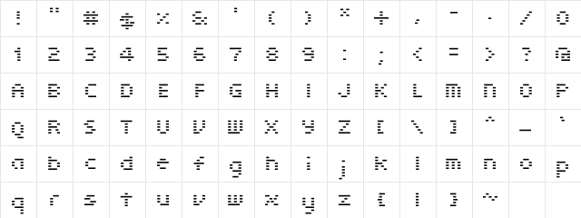 Cardew Three Regular  glyph index