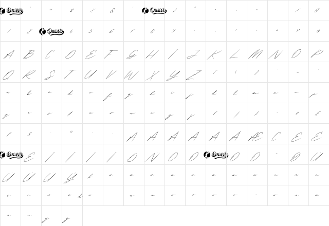Wolvertton Signature Regular  glyph index
