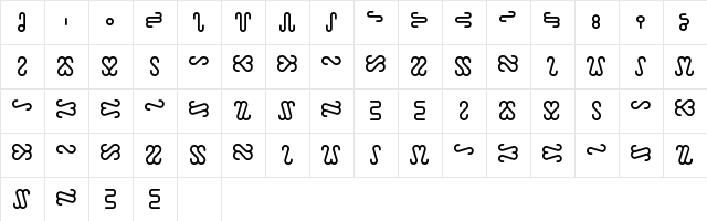 Ophidian Regular  glyph index