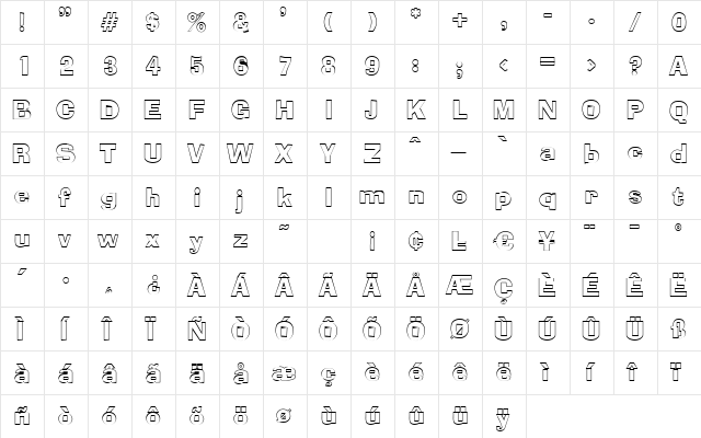 AlexisBeckerOutline Normal  glyph index