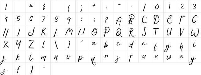 Hasella Regular  glyph index