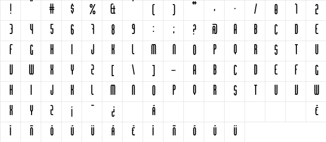 Chingolo Pro Regular  glyph index