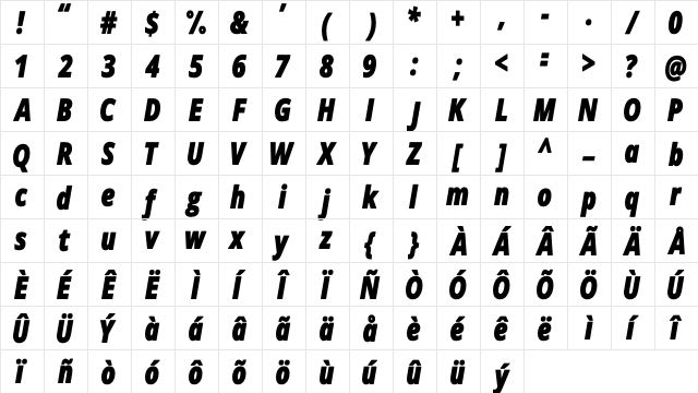 Novus-Bold-Italic Regular  glyph index