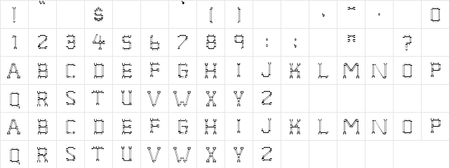 Rectangular Fonts Regular  glyph index
