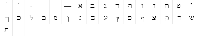 Roshem Regular  glyph index